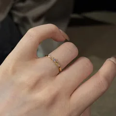 Round Open Rings For Women In Copper With Electroplated Gold Plating And Zircon Inlay, Simple Style 4