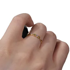 Round Open Rings For Women In Copper With Electroplated Gold Plating And Zircon Inlay, Simple Style 5