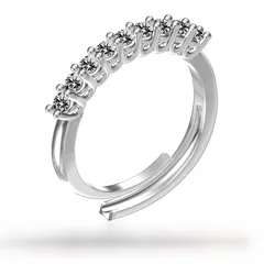 Round Open Rings For Women In Silver Copper With Real Gold Plated And Moissanite Inlay