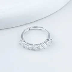 Round Open Rings For Women In Silver Copper With Real Gold Plated And Moissanite Inlay 2