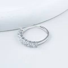 Round Open Rings For Women In Silver Copper With Real Gold Plated And Moissanite Inlay 3