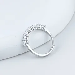 Round Open Rings For Women In Silver Copper With Real Gold Plated And Moissanite Inlay 4