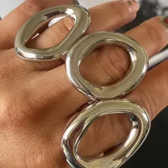 Round Open Rings For Women In Simple Style, Silver Alloy With Real Gold Plated Electroplated Finish