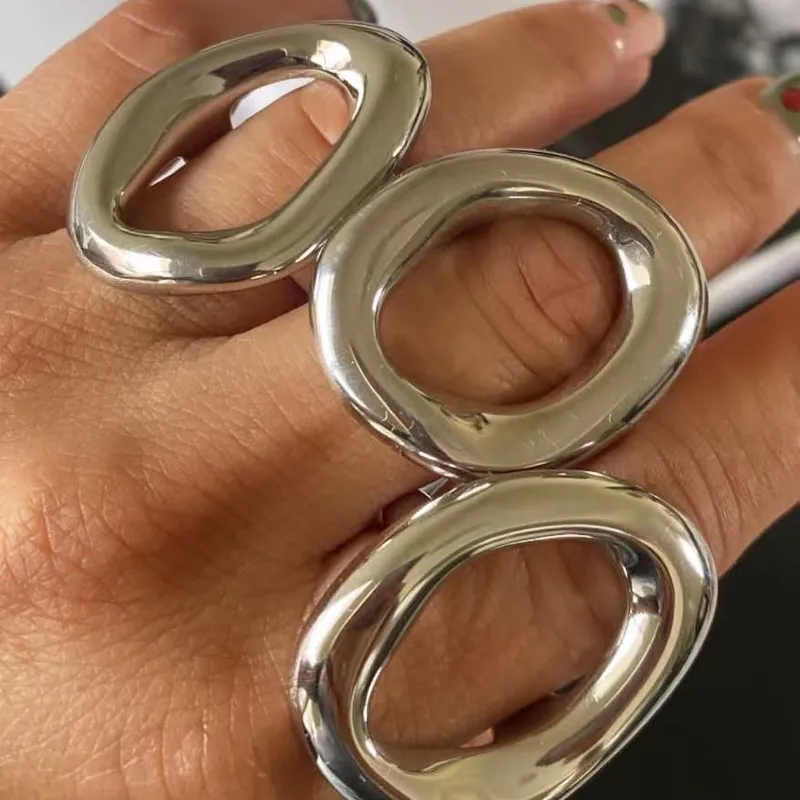 Round Open Rings For Women In Simple Style, Silver Alloy With Real Gold Plated Electroplated Finish 3