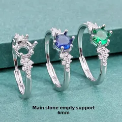 Round Open Rings For Unisex Featuring Green Copper Material With Electroplated Finish And Zircon Inlay