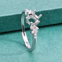 Round Open Rings For Unisex Featuring Green Copper Material With Electroplated Finish And Zircon Inlay 2