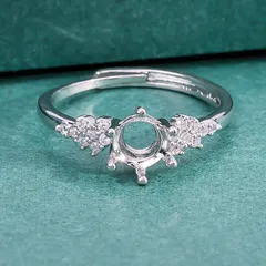 Round Open Rings For Unisex Featuring Green Copper Material With Electroplated Finish And Zircon Inlay 3