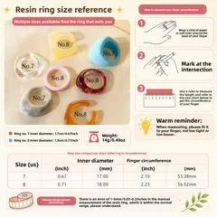Set Of 7 Round Resin Rings For Unisex In Various Colours 4