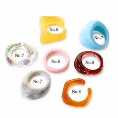 Set Of 7 Round Resin Rings For Unisex In Various Colours 5