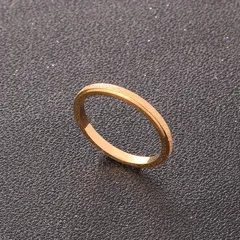Round Sandblasted Titanium Steel Ring For Women With Electroplated Gold Plating