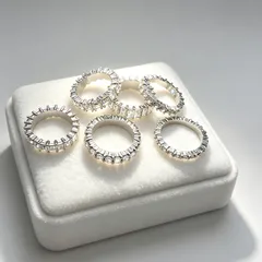 Round Silver Zinc Alloy Women’s Ring For Waterproof Non Tarnish Featuring Platinum Plated And Diamond Inlay 2