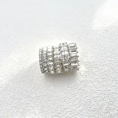 Round Silver Zinc Alloy Women’s Ring For Waterproof Non Tarnish Featuring Platinum Plated And Diamond Inlay 3