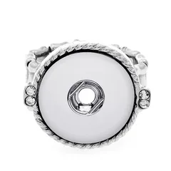 Round White Alloy Unisex Ring For Snap Jewelry Featuring Electroplated Finish