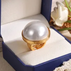 Round White Women’s Ring For Everyday Wear Featuring 18K Real Gold Plated Coating 0.03µm-0.05µm With Glass And Turquoise Inlay, 1 Piece 4