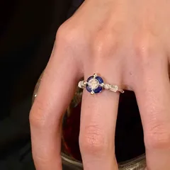 Luxurious Royal Blue Alloy Ball Ring For Women With Electroplated Finish