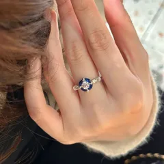 Luxurious Royal Blue Alloy Ball Ring For Women With Electroplated Finish 2