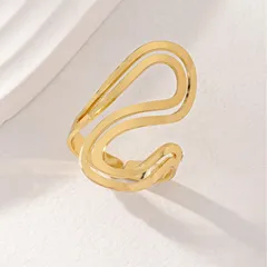 S Shape Open Ring For Women In Golden Alloy, Stylish And Elegant Jewelry Accessory 4