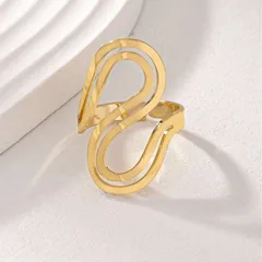 S Shape Open Ring For Women In Golden Alloy, Stylish And Elegant Jewelry Accessory 5