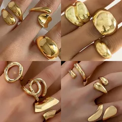 Semi-hosted   Explosions Niche Metallic Glazed Ring Suit Exaggerated Geometry Advanced Ring Ring Ring
