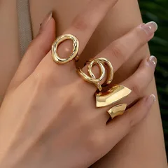 Semi-hosted   Explosions Niche Metallic Glazed Ring Suit Exaggerated Geometry Advanced Ring Ring Ring 2