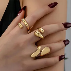 Semi-hosted   Explosions Niche Metallic Glazed Ring Suit Exaggerated Geometry Advanced Ring Ring Ring 3