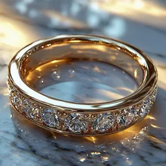 Semicircle Ring For Women In Gold Alloy Featuring Real Gold Plated Electroplated Finish With Moissanite Inlay 2