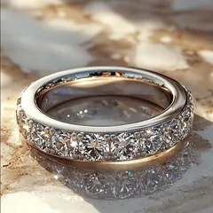 Semicircle Ring For Women In Gold Alloy Featuring Real Gold Plated Electroplated Finish With Moissanite Inlay 4
