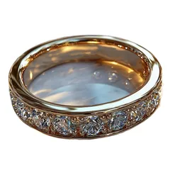 Semicircle Ring For Women In Gold Alloy Featuring Real Gold Plated Electroplated Finish With Moissanite Inlay 5