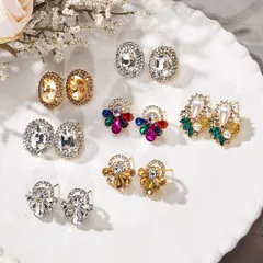 Shiny Crystal Embedded Ring Street Stall Online Store Hot Sale High Fashion Alloy Geometric Pattern Vintage Style Women's Ring