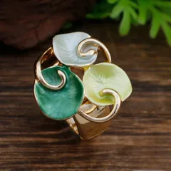 Silver Adjustable Ring For Women Featuring Enamel Craftsmanship With Flowers Design In Zinc Alloy 2