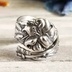 Silver Flowers Ring For Women Featuring 0.03µm White K Plated Finish, 1 Piece, Perfect For Valentine's Day