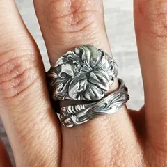 Silver Flowers Ring For Women Featuring 0.03µm White K Plated Finish, 1 Piece, Perfect For Valentine's Day 2