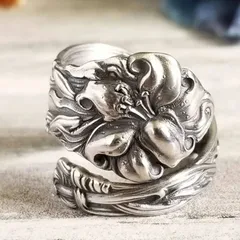 Silver Flowers Ring For Women Featuring 0.03µm White K Plated Finish, 1 Piece, Perfect For Valentine's Day 4