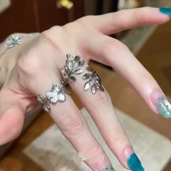 Silver Plated Alloy Leaves Ring For Women Featuring Electroplated Finish In Elegant Silver