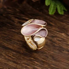 Simple Style Blue Flowers Ring For Women In Zinc Alloy With Enamel Craftsmanship 2