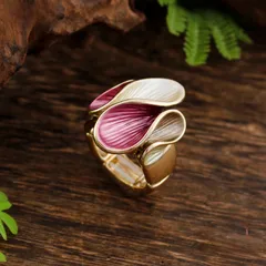 Simple Style Blue Flowers Ring For Women In Zinc Alloy With Enamel Craftsmanship 3