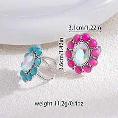 Simple Style Blue Flowers Ring For Unisex, Copper Material With Electroplated Finish 4