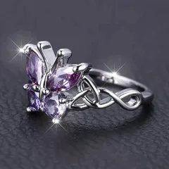Simple Style Butterfly Ring For Women In Rose Gold, Zinc Alloy With Rhinestones, Featuring Electroplated Finish 4