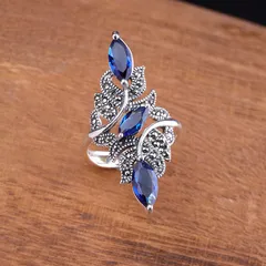 Simple Style Geometric Women’s Ring In Blue Alloy With Faceted Design Featuring September Birthstone Sapphire 2