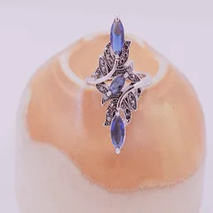 Simple Style Geometric Women’s Ring In Blue Alloy With Faceted Design Featuring September Birthstone Sapphire 4