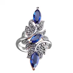 Simple Style Geometric Women’s Ring In Blue Alloy With Faceted Design Featuring September Birthstone Sapphire 5