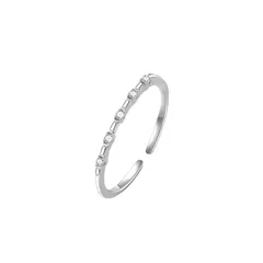 Simple Style Gold Band Ring For Women In Copper With Zircon Inlay Featuring Electroplated Finish 5