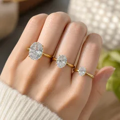 Simple Style Oval Gold Copper Ring For Women Featuring Zircon Inlay 2