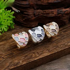 Simple Style Oval Silver Ring For Women In Zinc Alloy With Enamel Finish