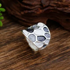 Simple Style Oval Silver Ring For Women In Zinc Alloy With Enamel Finish 3