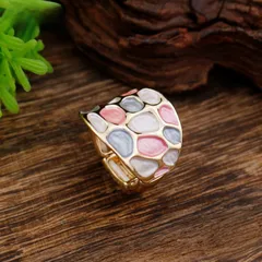 Simple Style Oval Silver Ring For Women In Zinc Alloy With Enamel Finish 4