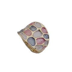 Simple Style Oval Silver Ring For Women In Zinc Alloy With Enamel Finish 5