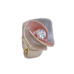 Simple Style Rose Red Flowers Ring For Women In Zinc Alloy With Enamel Craftsmanship 5