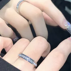 Simple Style Round Band Ring For Women In Silver Copper With Zircon Inlay 4