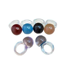 Simple Style Round Resin Ring For Women With Beading Craft In Colour Resin Inlay 5